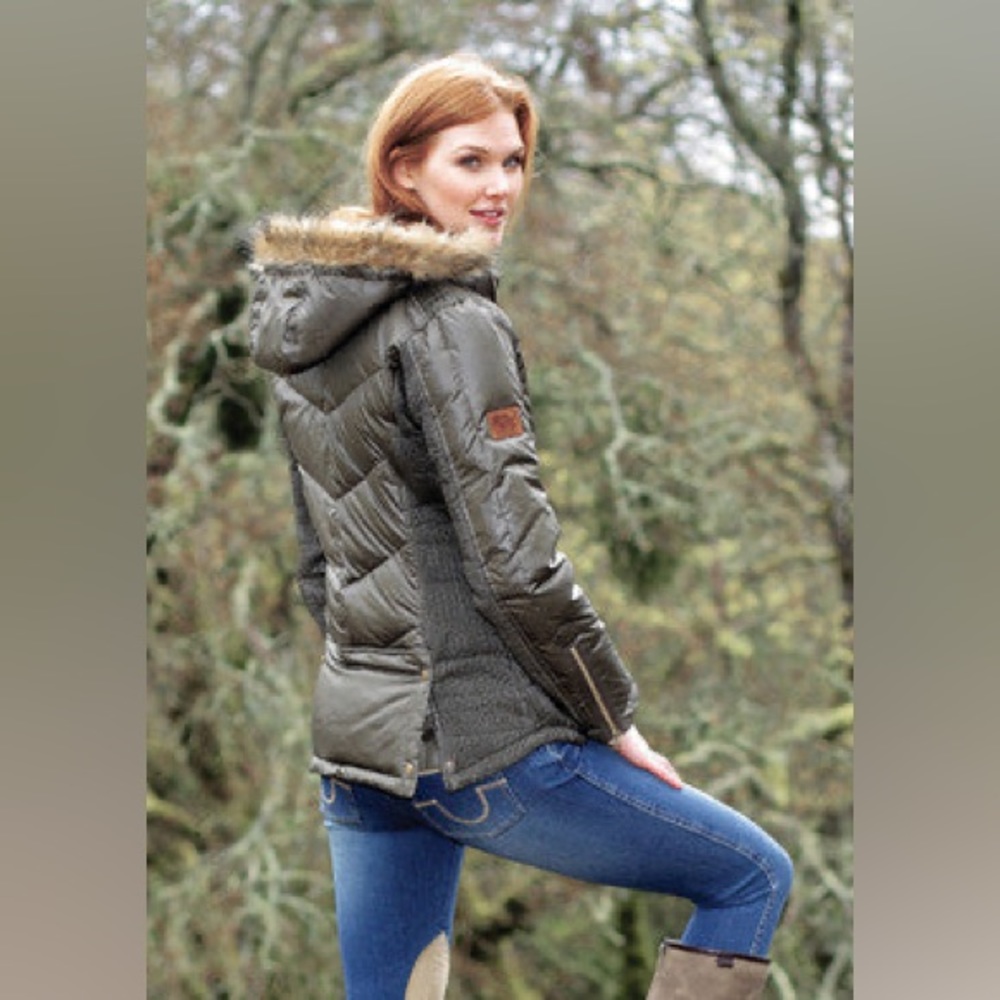 Good Rider Womens Small Ultimate Olive Green Brown Puffer Down Casual Jacket